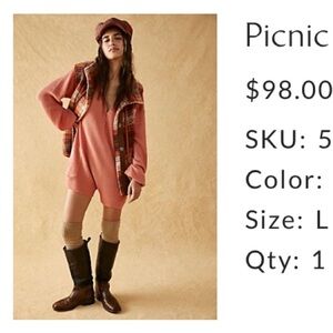 Free people picnic sweater playsuit
